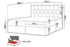 Kontinentalsenger|Seng Med Oppbevaring-Kontinentalseng 144x208 cm Faza 3