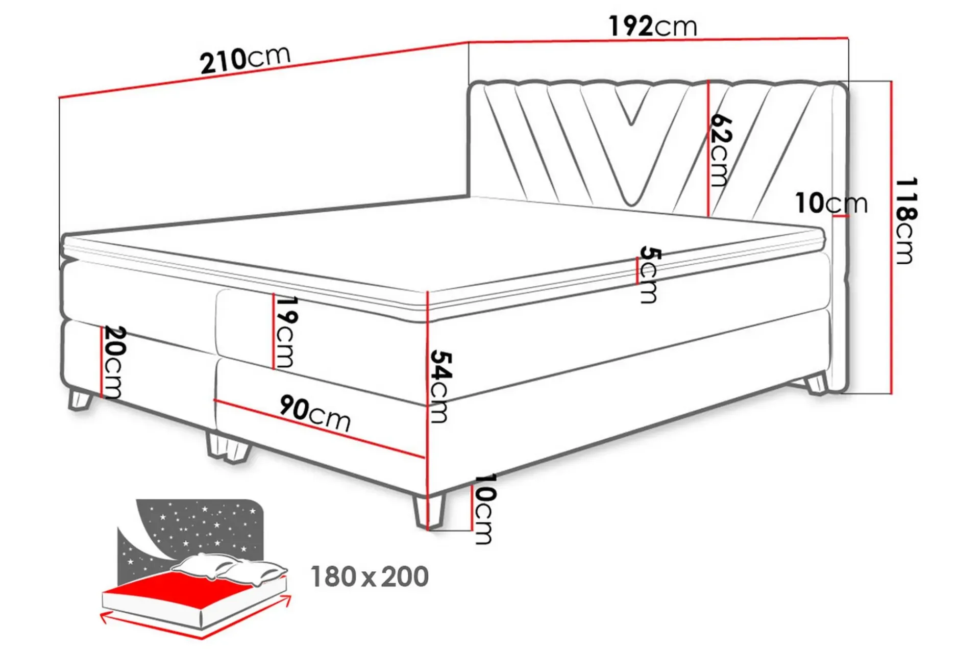 Kontinentalsenger|Seng Med Oppbevaring-Kontinentalseng 180x210 cm Resh 4