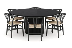 Bark Spisegrupper-Kopparbo Matgruppe 180 cm med 6 Dastoori Spisestol Svart