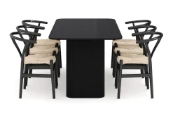 Bark Kopparbo Matgruppe forlengelsesbart 180-240 cm med 6 Dastoori Spisestol