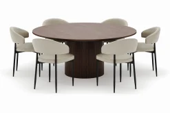 Bark Spisegrupper-Kopparbo Rundt Spisebord 180 cm med 6 Sawako Stoler Valnöt