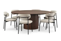 Bark Kopparbo Rundt Spisebord 180 cm med 6 Lucy Spisestoler