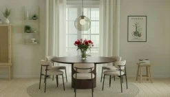 Bark Kopparbo Rundt Spisebord 180 cm med 6 Lucy Spisestoler