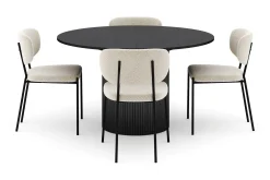 Bark Spisegrupper-Kopparbo Rundt Spisebord 130 cm Uttrekkbart med 4 Gemmiano Stoler Svart