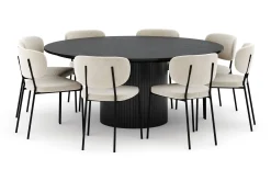 Bark Kopparbo Rundt Stort Spisebord 180 cm med 8 Gemmiano Stoler