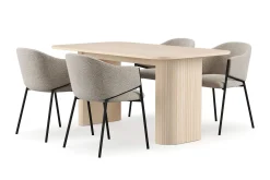 Bark Spisegrupper-Kopparbo Spisebord 160 cm med 4 Filip Spisestoler Hvit