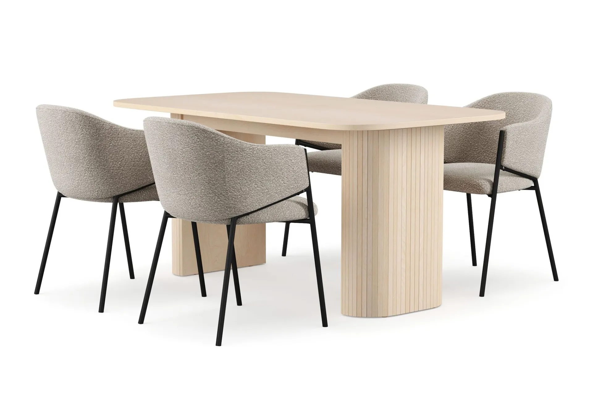 Bark Spisegrupper-Kopparbo Spisebord 160 cm med 4 Filip Spisestoler Hvit