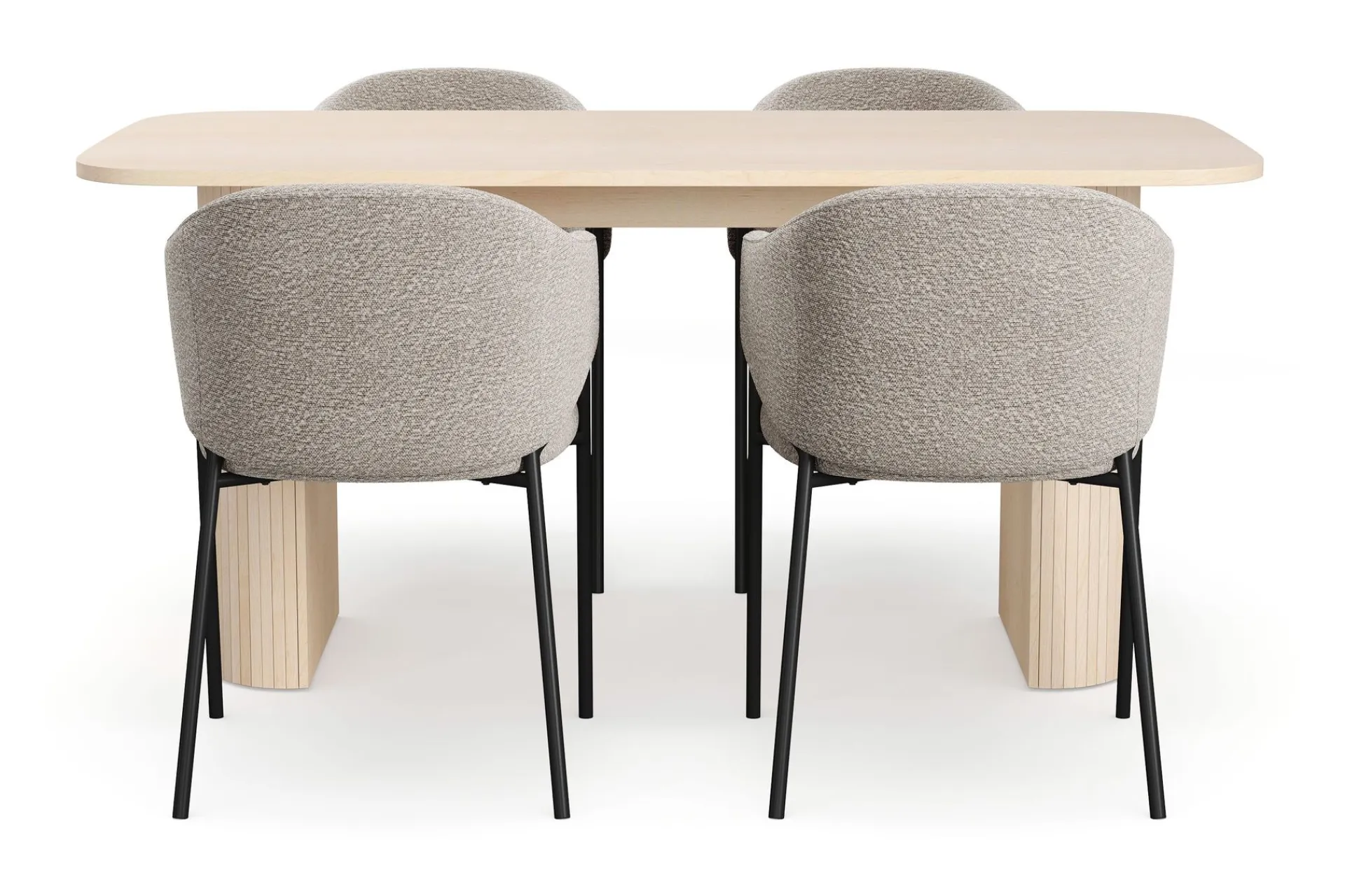 Bark Spisegrupper-Kopparbo Spisebord 160 cm med 4 Filip Spisestoler Hvit