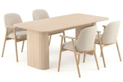 Bark Spisegrupper-Kopparbo spisebord 180–240 cm uttrekkbart med 4 Reciclar spisestoler