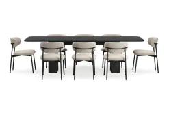Bark Kopparbo Spisebord 200-260 cm Uttrekkbart med 8 Lucy Spisestoler
