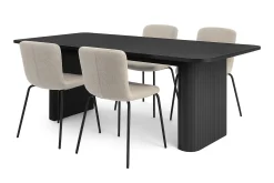 Bark Spisegrupper-Kopparbo Spisebord 180-240 cm Uttrekkbart med 4 Katy Spisestoler Svart