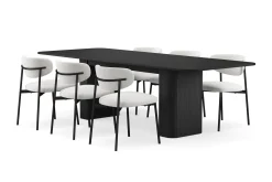 Bark Kopparbo Spisebord 180-240 cm Uttrekkbart med 6 Lucy Spisestoler