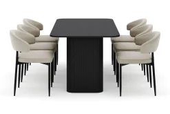 Bark Spisegrupper-Kopparbo Spisebord 180-240 cm Uttrekkbart med 6 Sawako Stoler Svart