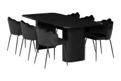 Bark Kopparbo Spisegruppe 200 cm Rektangulært bord inkl. 6 Broddhult Stoler