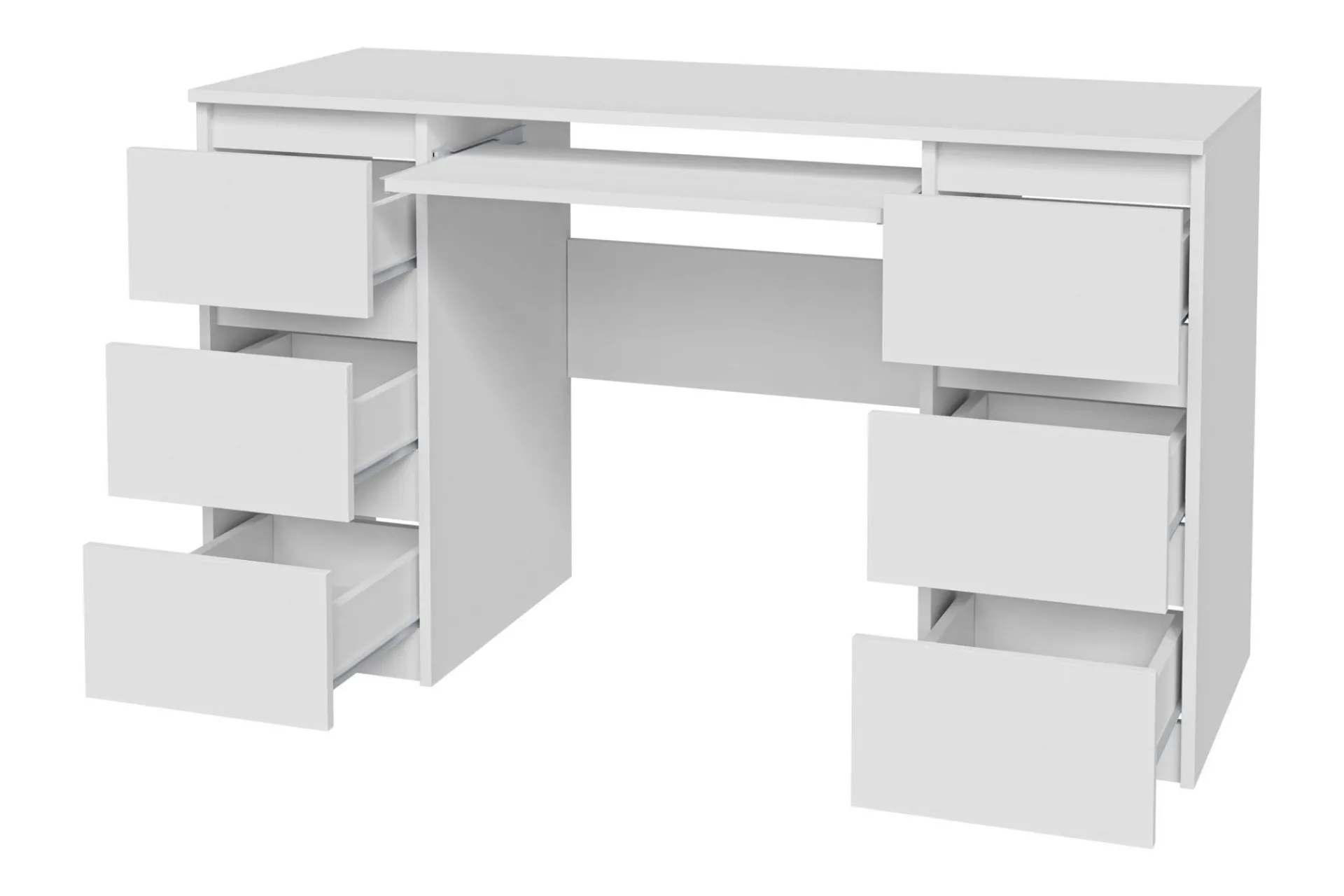 Kontorbord-Kubana Skrivebord 130 cm med Oppbevaringsskuffer Grey
