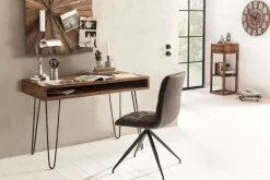 Wohnling Kontorbord-Langner Skrivebord 110 cm med Oppbevaring Hylle Tre/Natur