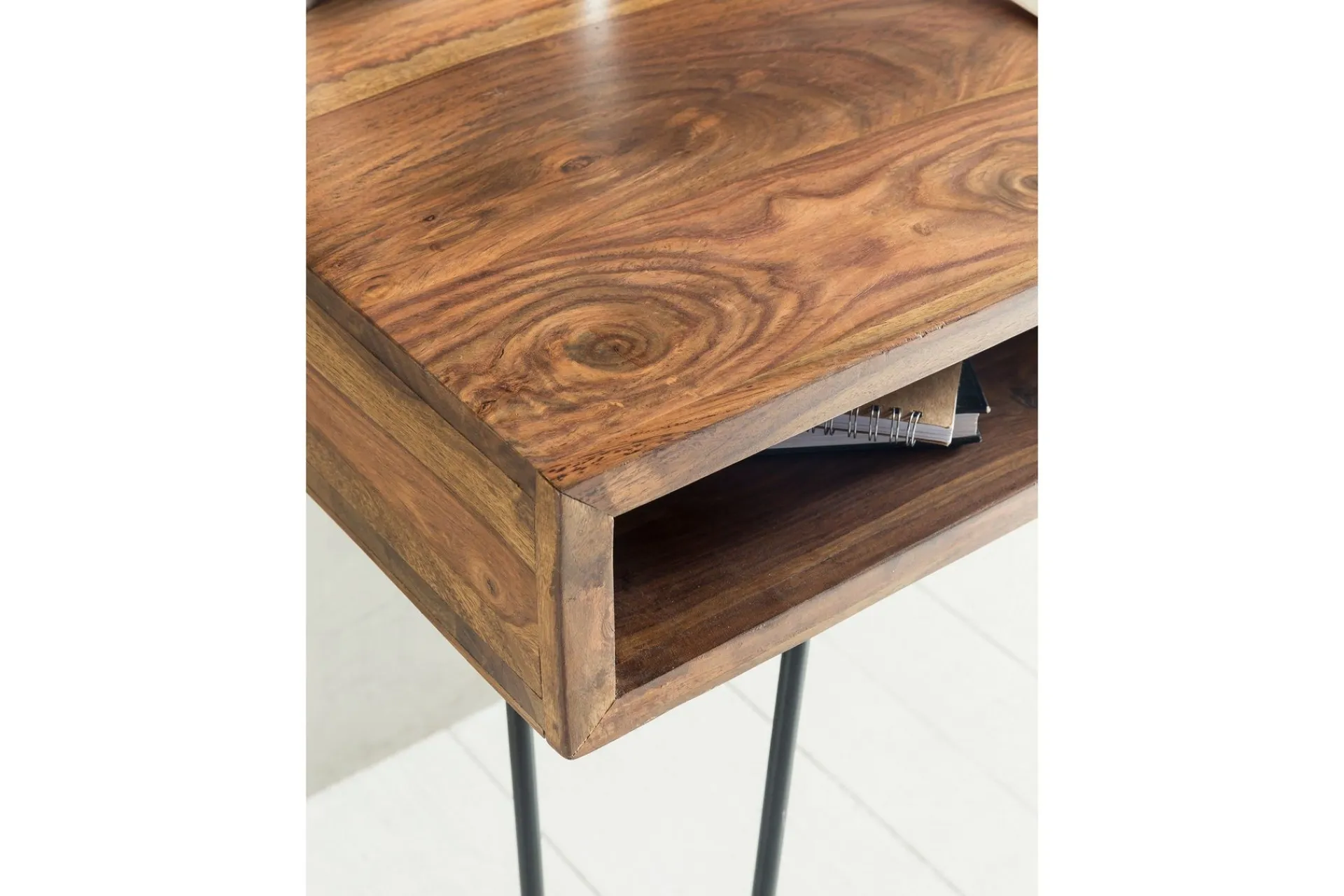 Wohnling Kontorbord-Langner Skrivebord 110 cm med Oppbevaring Hylle Tre/Natur