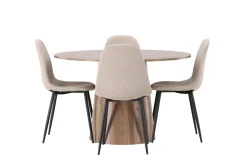 Venture Home Spisegrupper-Lanzo Matgruppe 120 cm Rund med 4 Polar Stoler Natur