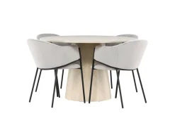 Venture Home Spisegrupper-Lanzo Spisegruppe 120 cm Rund med 4 Evelina stoler White wash/Grå/Svart