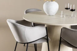 Venture Home Spisegrupper-Lanzo Spisegruppe 120 cm Rund med 4 Evelina stoler White wash/Grå/Svart