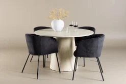 Venture Home Spisegrupper-Lanzo Spisegruppe 120 cm Rund med 4 Berit stoler White wash/Svart/Svart