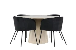Venture Home Spisegrupper-Lanzo Spisegruppe 120 cm Rund med 4 Berit stoler White wash/Svart/Svart
