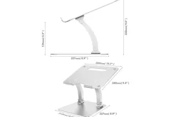 Oppbevaringsstativ-Laptopstativ Desire2 Dual Pivot Riser Justerbar Aluminium Sølv