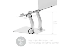 Oppbevaringsstativ-Laptopstativ Desire2 Dual Pivot Riser Justerbar Aluminium Sølv