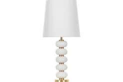 Bordlampe|Vinduslampe-Laros Bordlampe 80 cm E27 Hvit,Gull