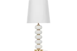 Bordlampe|Vinduslampe-Laros Bordlampe 80 cm E27 Hvit,Gull