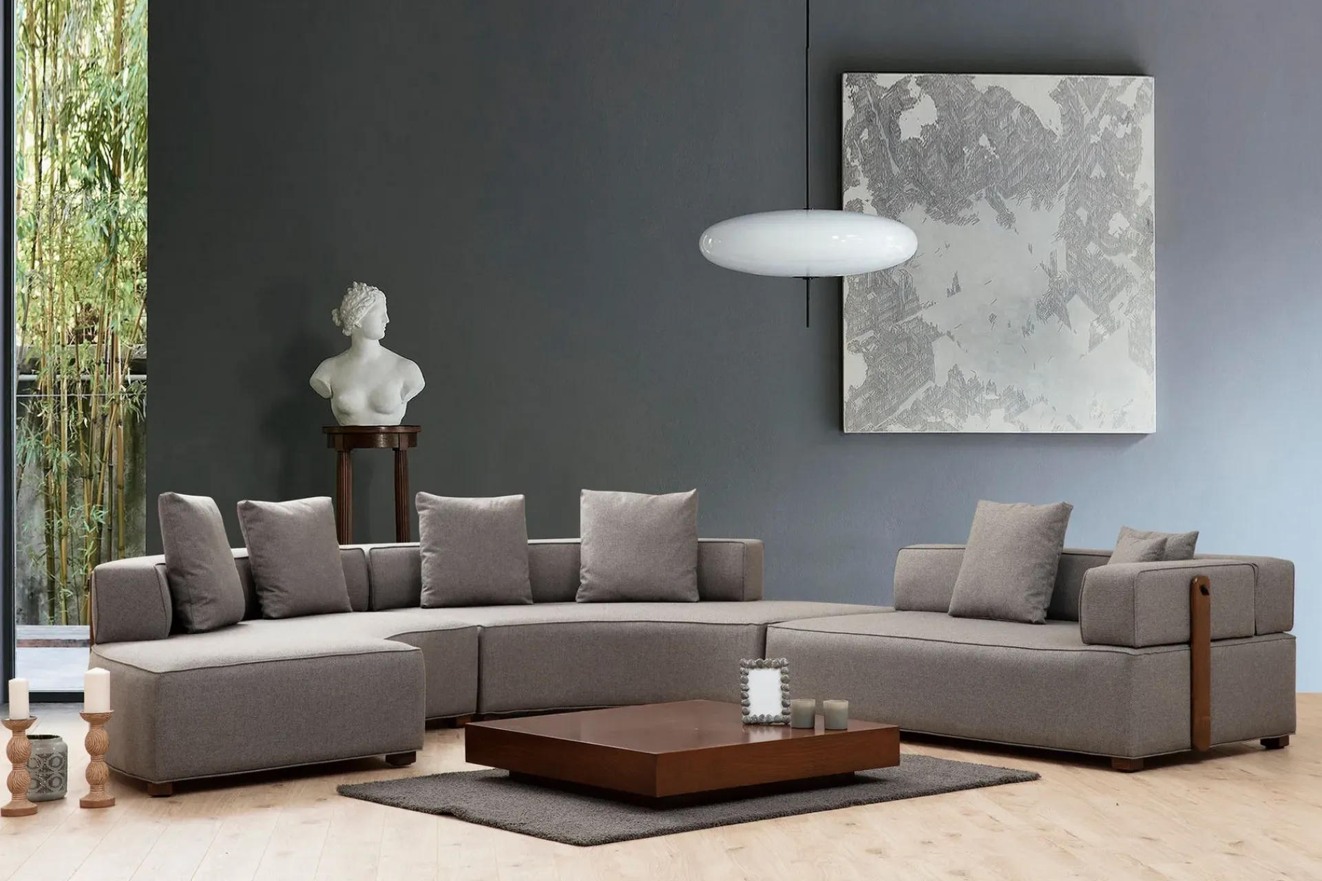 Hjørnesofa-Lasalle Svängd Sofa 6-seters Grey