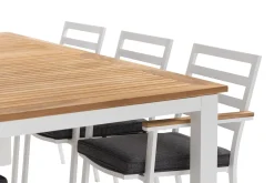 deNoord Spisegrupper Hage-Las Vegas Spisegruppe 220-280 cm + 6 Olivenenr Spisestoler Hvit