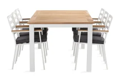deNoord Spisegrupper Hage-Las Vegas Spisegruppe 220-280 cm + 6 Olivenenr Spisestoler Hvit