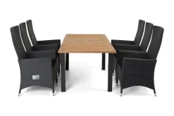 Comfort Garden Spisegrupper Hage-Las Vegas Spisegruppe 152-210+6 Jenny Regulerbare Stoler Brun,Svart
