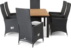 Comfort Garden Spisegrupper Hage-Las Vegas Spisegruppe 152-210+6 Jenny Regulerbare Stoler Brun,Svart