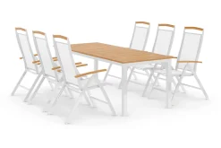 deNoord Spisegrupper Hage-Las Vegas Spisegruppe 220-280+6 Posisjonsstoler Lyx Hvit
