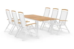 deNoord Spisegrupper Hage|Cafesett-Las Vegas Spisegruppe 152-210+6 Posisjonsstoler Lyx Hvit