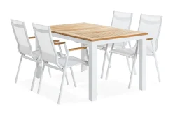 deNoord Spisegrupper Hage-Las Vegas Spisegruppe 152-210x90 + 4 Karmstoler Hvit,Beige
