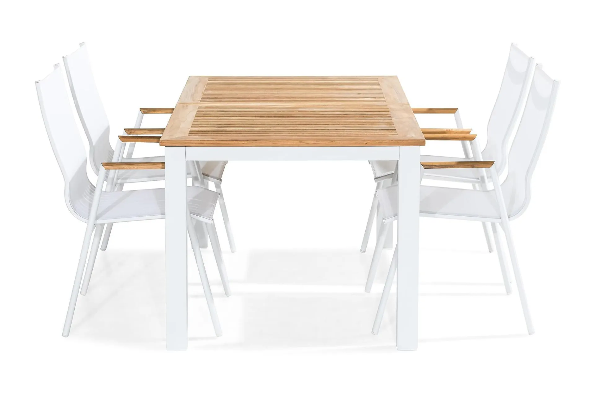 deNoord Spisegrupper Hage-Las Vegas Spisegruppe 152-210x90 + 4 Karmstoler Hvit,Beige