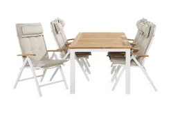 Spisegrupper Hage-Las Vegas Spisegruppe 100x220-280+6 Stolar +Pute Hvit,Tre/Natur