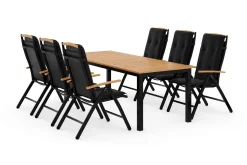 deNoord Spisegrupper Hage-Las Vegas Spisegruppe 220-280x100 + 6 Stoler m Pute Svart,Natur