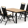 deNoord Spisegrupper Hage-Las Vegas utendørs spisegruppe, uttrekkbar 152–210x90 cm med 4 Las Vegas regulerbare stoler