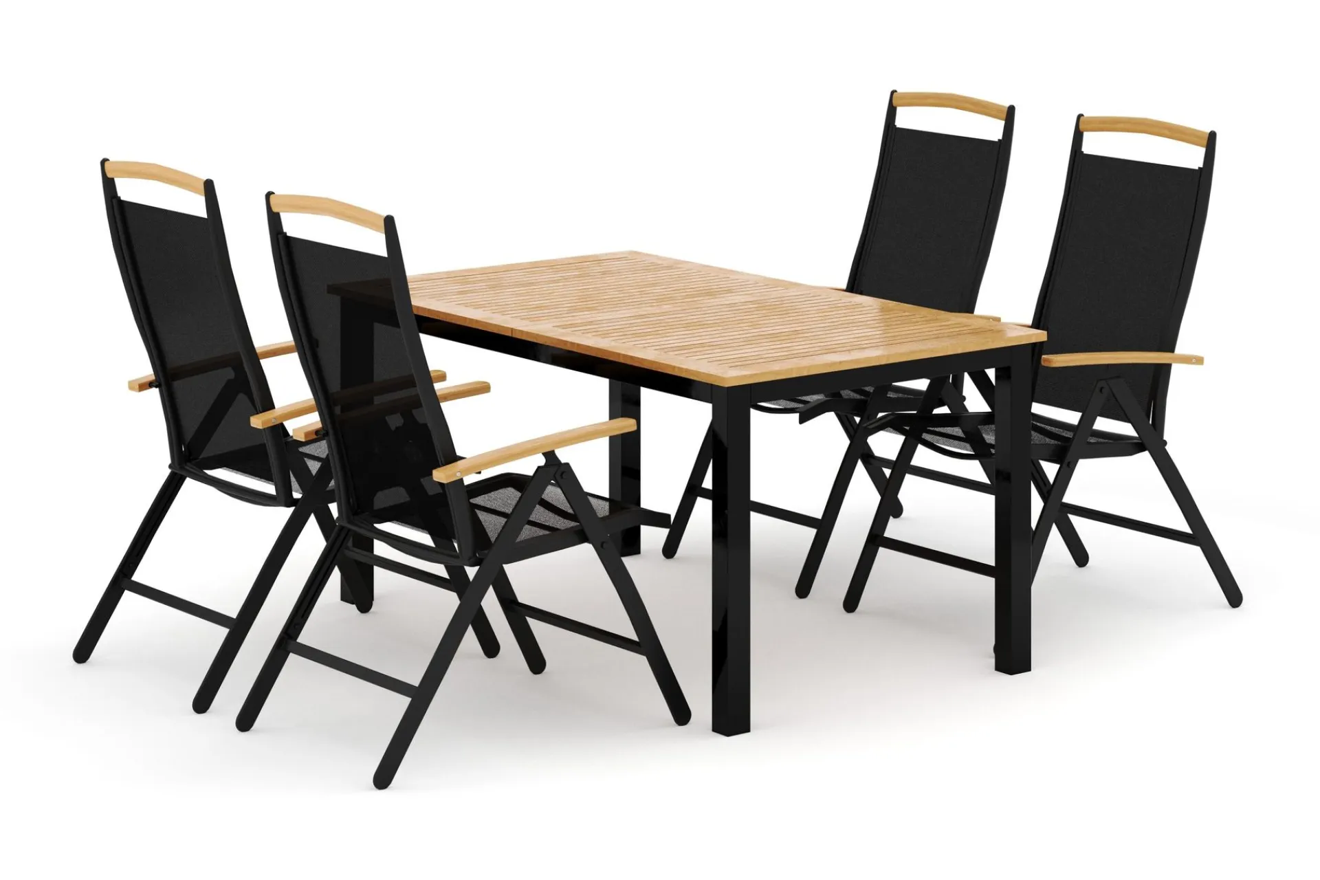 deNoord Spisegrupper Hage-Las Vegas utendørs spisegruppe, uttrekkbar 152–210x90 cm med 4 Las Vegas regulerbare stoler