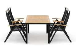 deNoord Spisegrupper Hage-Las Vegas utendørs spisegruppe, uttrekkbar 152–210x90 cm med 4 Las Vegas regulerbare stoler