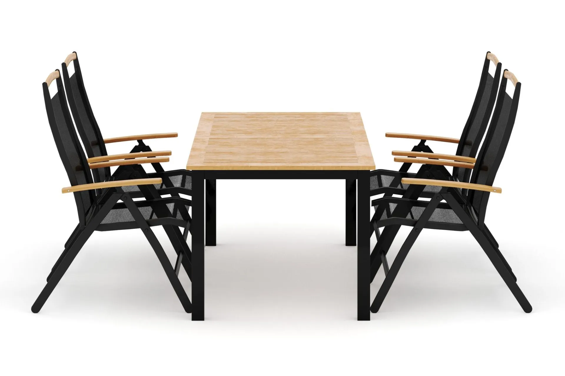 deNoord Spisegrupper Hage-Las Vegas utendørs spisegruppe, uttrekkbar 152–210x90 cm med 4 Las Vegas regulerbare stoler