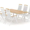 deNoord Las Vegas utendørs spisegruppe, uttrekkbar 152–210x90 cm med 6 Las Vegas regulerbare stoler