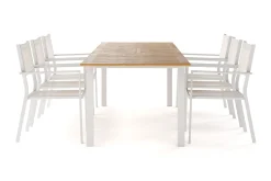 Comfort Garden Spisegrupper Hage-Las Vegas Uttrekkbart Spisebord 220-280 cm med 6 Las Vegas Armstoler Natur,Hvit