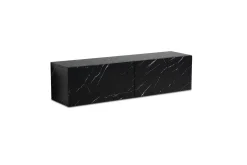Wohnling Mediestativ & Veggfeste-Lavbord Foliert oppheng med klaffdør Moderne Marmor, , 120 cm Svart