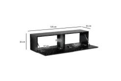 Wohnling Mediestativ & Veggfeste-Lavbord Foliert oppheng med klaffdør Moderne Marmor, , 120 cm Svart