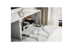 Wohnling Tv-Hylle-Lavbord Foliert oppheng med klaffdør Moderne Marmor, , 120 cm Hvit